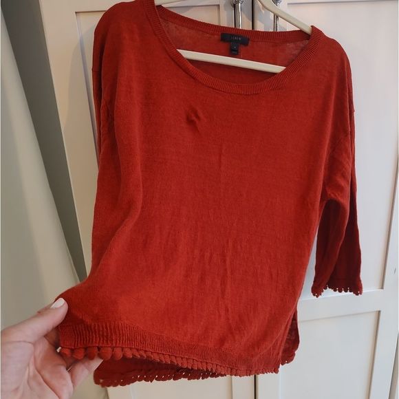 J.Crew Linen 3/4 Sleeve Pom Pom Trim Sweater Bundle - Picture 11 of 15